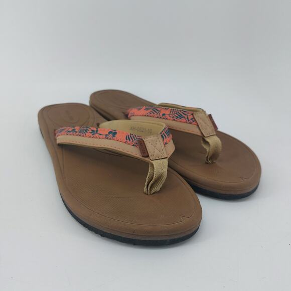 Hi Tide Flip Flop Sandals XH-0521-10 Coral Green Hawaiian Print Size 10 - Picture 10 of 12